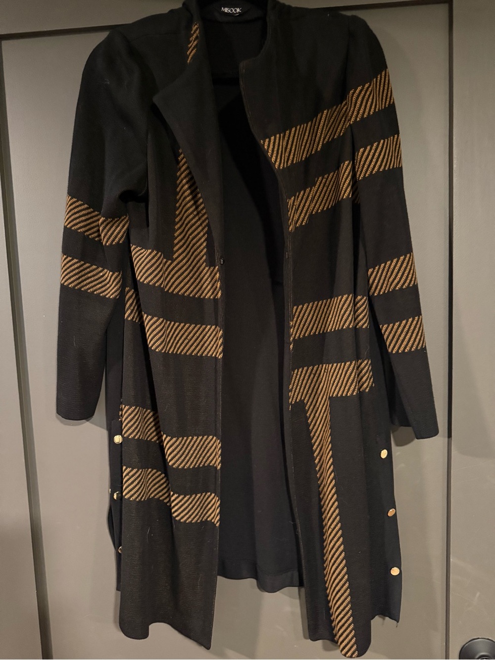 MISSLOOK Side Button Detail Graphic Pattern Knit Duster - Size Medium
